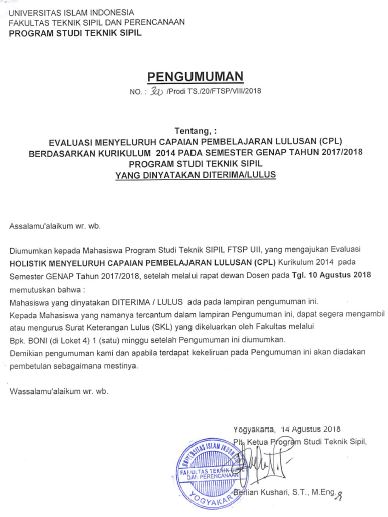 CPL kur 2014 genap 2017-2018 lulus
