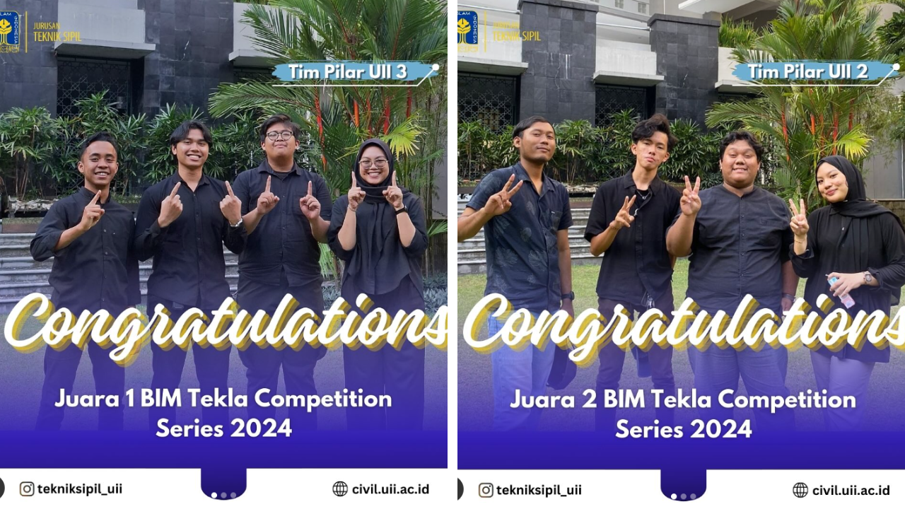 DUA TIM TEKNIK SIPIL UII SANDINGKAN GELAR JUARA 1 DAN JUARA 2  PADA “BIM TEKLA COMPETITION POLBAN CIVIL EXPO 2024”